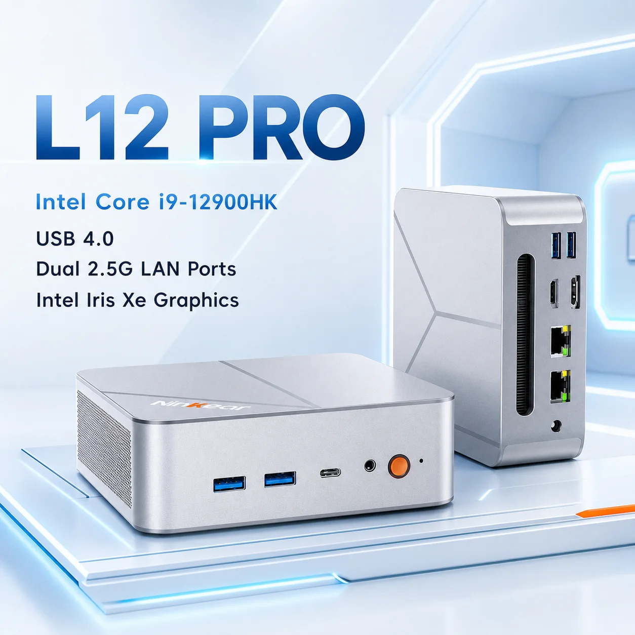 The Ninkear L12 Pro mini PC is equipped with an Intel Core i9-12900HK processor, 16 GB of DDR4 memory, 1TB SSD, two 2.5G Ethernet ports, and WiFi 6; it supports Windows and Linux operating systems.