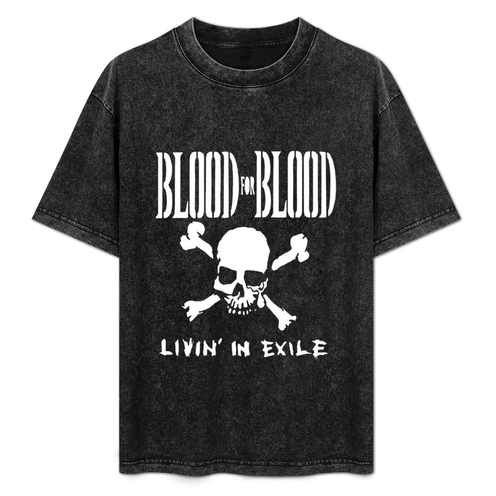 

Band Stencil - Blood for Blood White T-Shirt anime stuff shirts graphic anime figures slim fit t shirts for men