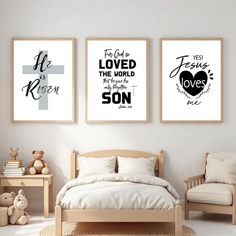 Black White Simple Bible Quotes Canvas Art Poster Prints Modern Wall Decorative Picture for Living Room Bedroom Home Decor