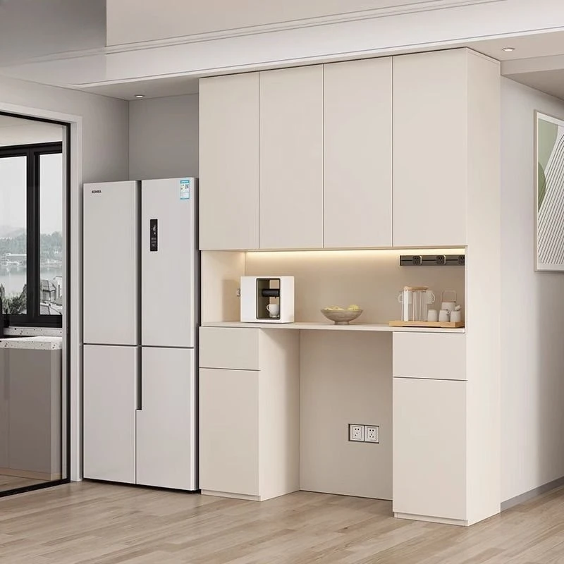 Solid wood simple restaurant wine cabinet dining side cabinet integrated against the wall living room dining table embedded