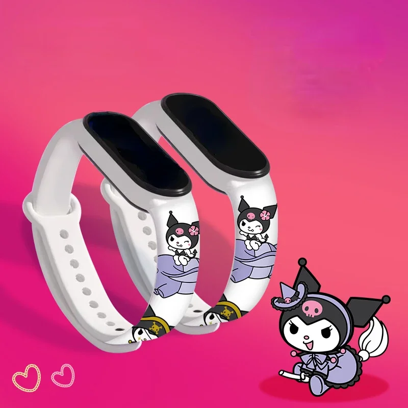 Sanrio Kuromi Strap for Xiaomi Mi Band 3/4/5/6/7 Cute Cartoon Silicone Sport Watch Replacement Wristband Smartwatch Accessories