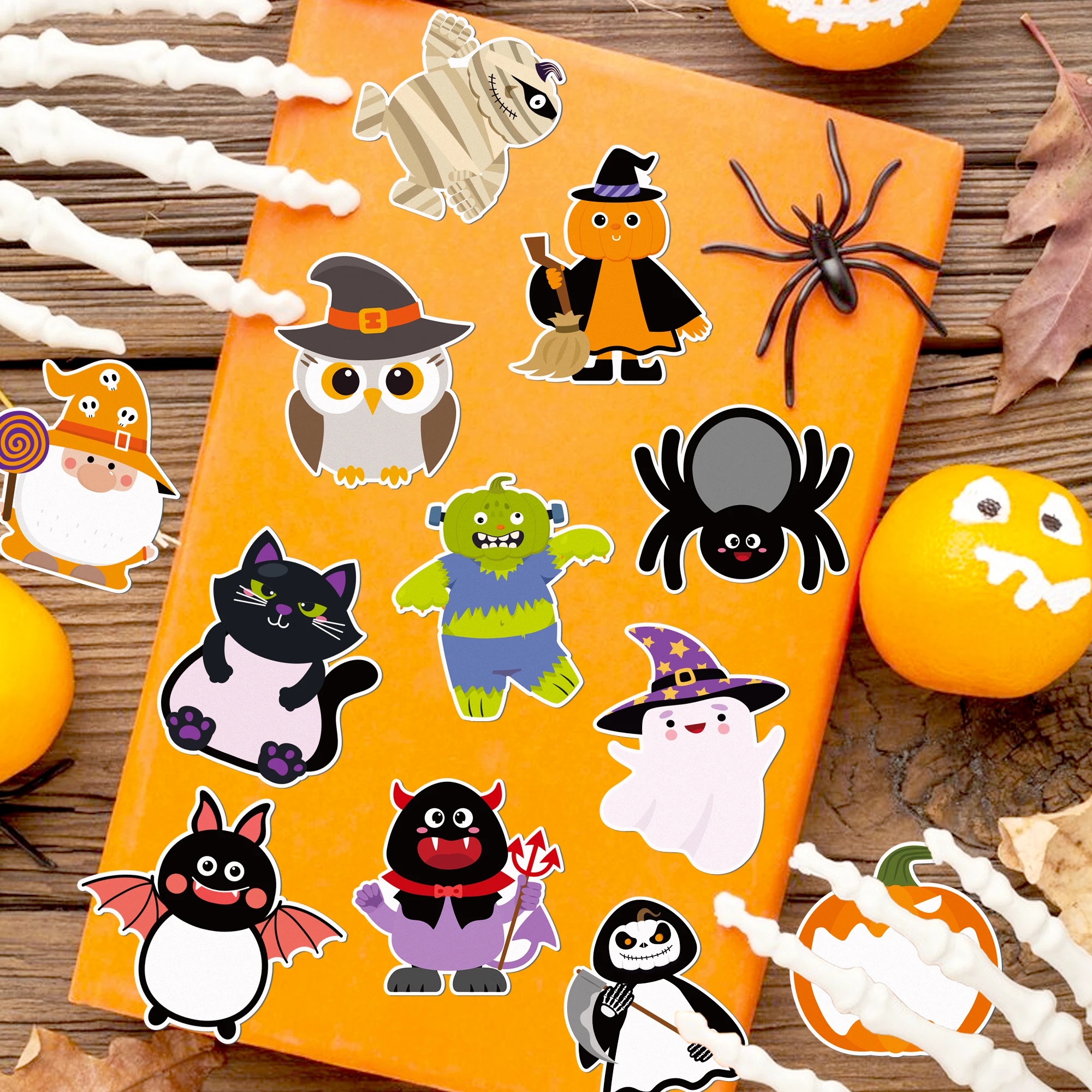12 Stück = 240 Seiten, Halloween-Motiv, Notizblöcke-Set, Haftnotizen, Schreibwaren, Etiketten, Notizbuch, selbstklebende Haftnotizen für den Kühlschrank, Bürobedarf. – Detail 4