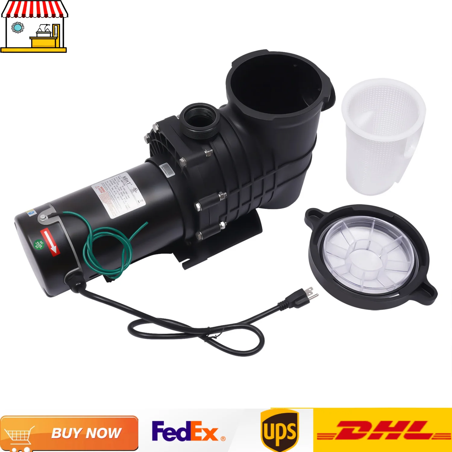 1.5HP/2HP Pool Filter Pump| Single-speed 110V Swimming Pool Pump for  In/above-Ground Pools