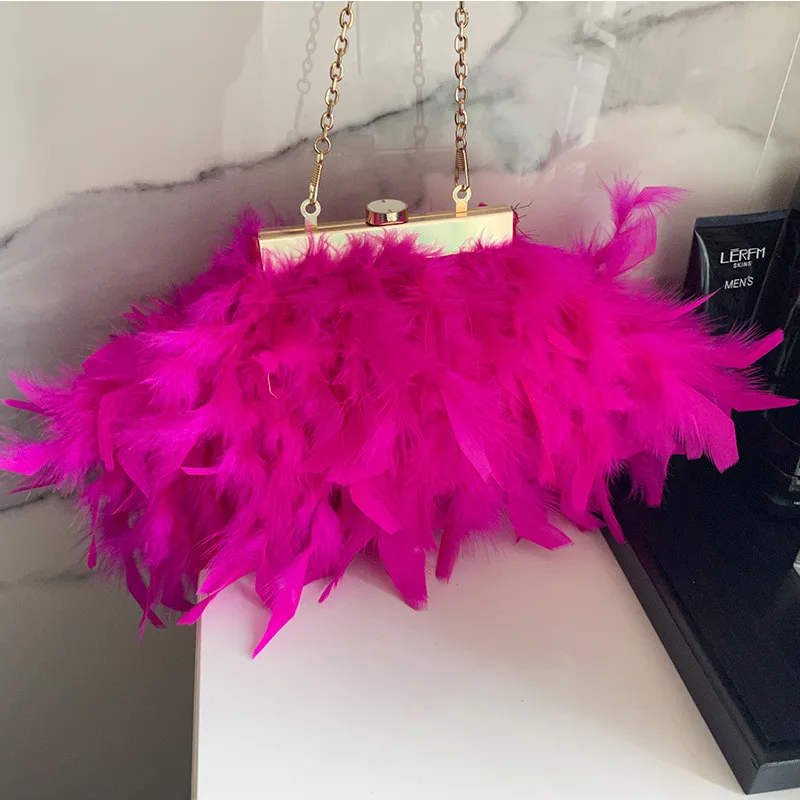 For Women Party Evening Clutch Bag Shoulder Bag Designer Wedding dinner feather bag Luxury Feather Purses and Handbags