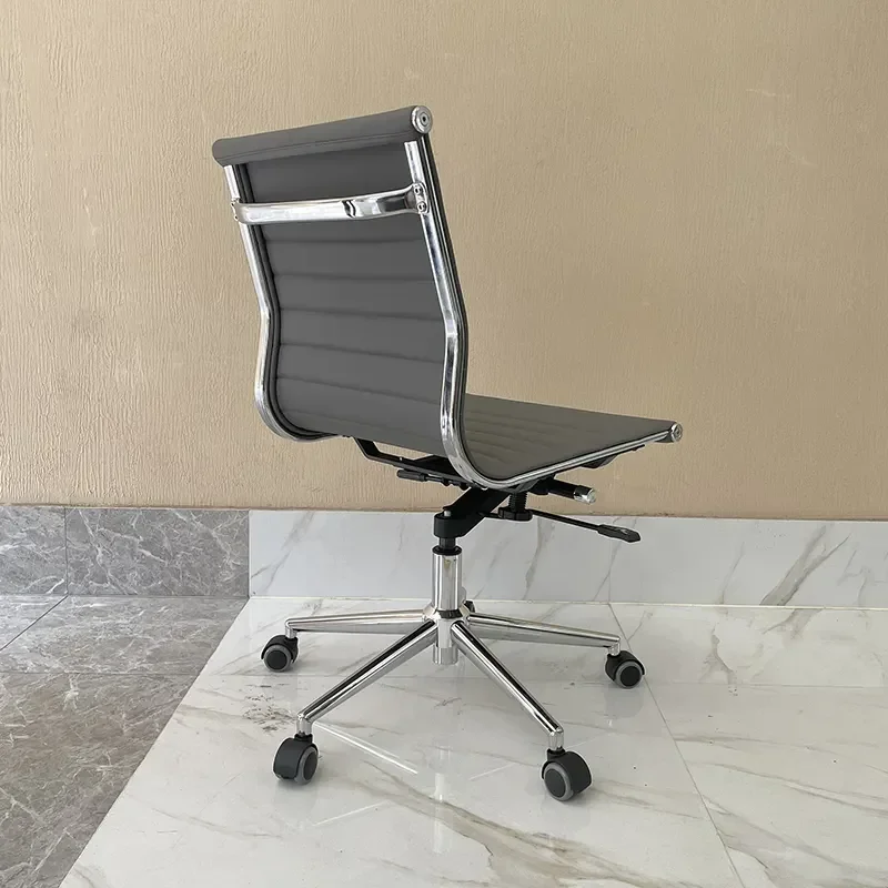 Wholesale Price Metal Frame Armless Revolving Middle Back Leather Office Chair For Reception