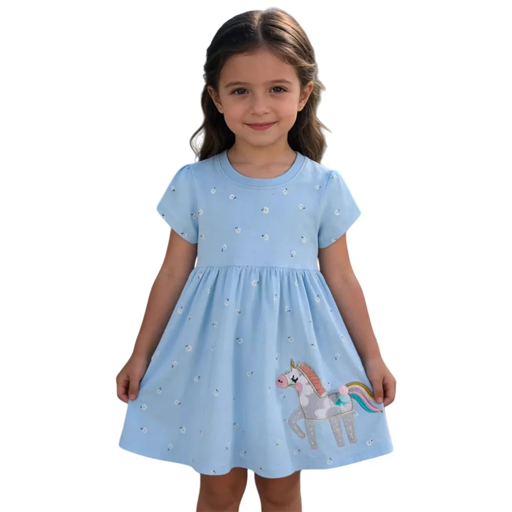 

Jumping Meters 2-7T Unicorn Embroidery Girls Dress Children's Dresses Flowers Hot Kids Clothes Todder Girls Party Dresses Frocks