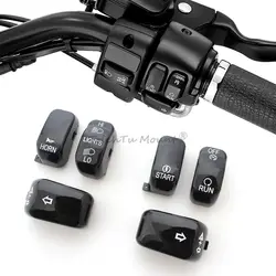 Motorcycle Black Hand Control Switch Caps Button Covers Kit For Harley Touring Glide Road King Sportster 883 Softail Dyna VRSC