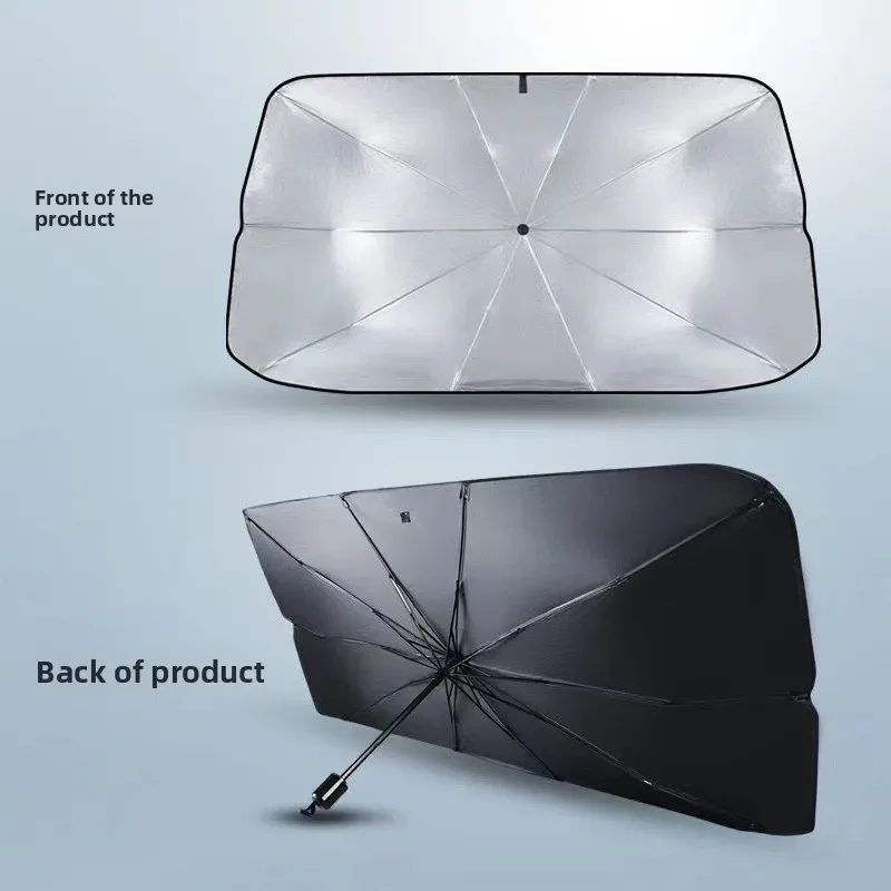 Car Front Windshield Sunshade Umbrella Foldable Heat Insulating Sun Block Telescoping UV Reflective Shield Auto Accessory
