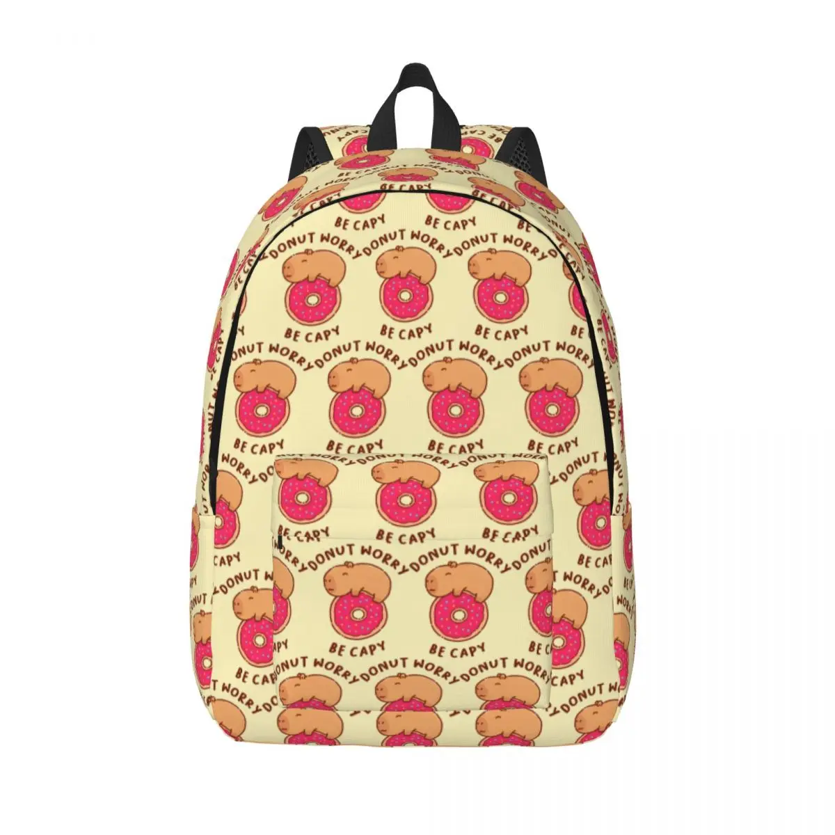 

Capybara On A Donut Backpack Don'T Worry Be Happy Kawaii Backpacks Student Outdoor Style Print School Bags Custom Rucksack