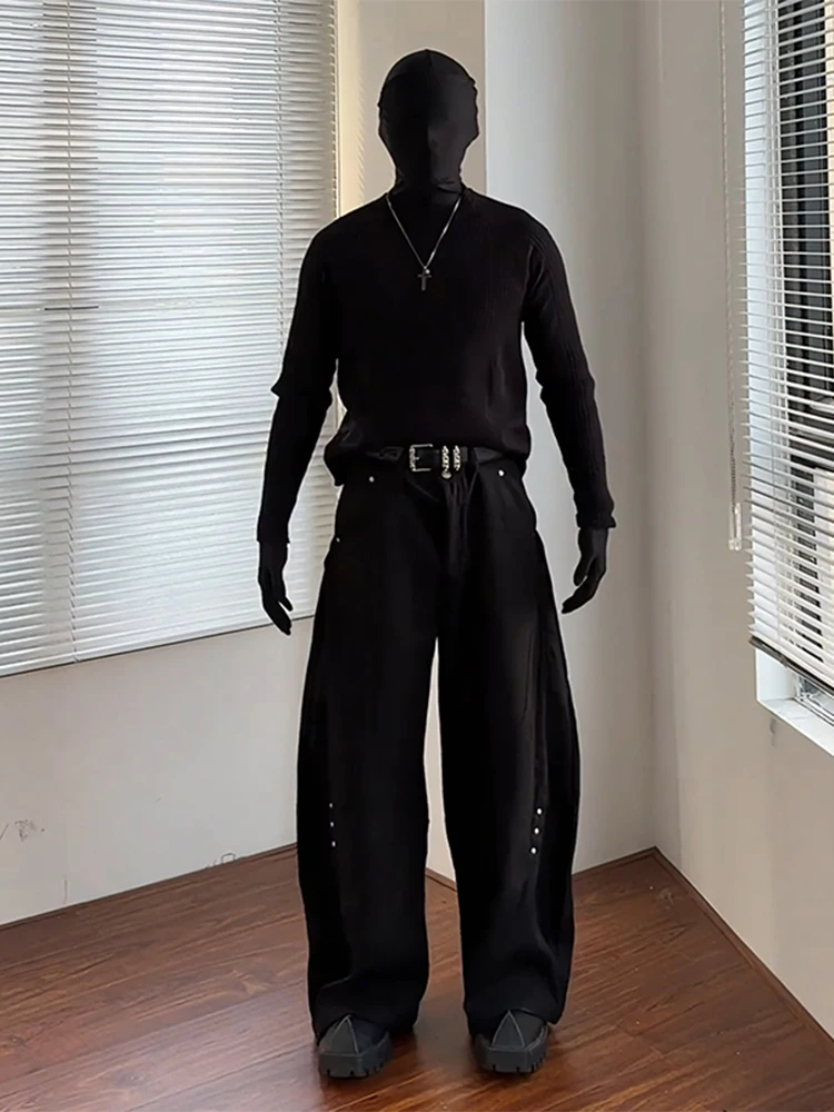 

Bla Rivet Knife Wide Leg Pants Straight Cut Loose Fit American High Street Sle Youth Casual Faion Spring Season