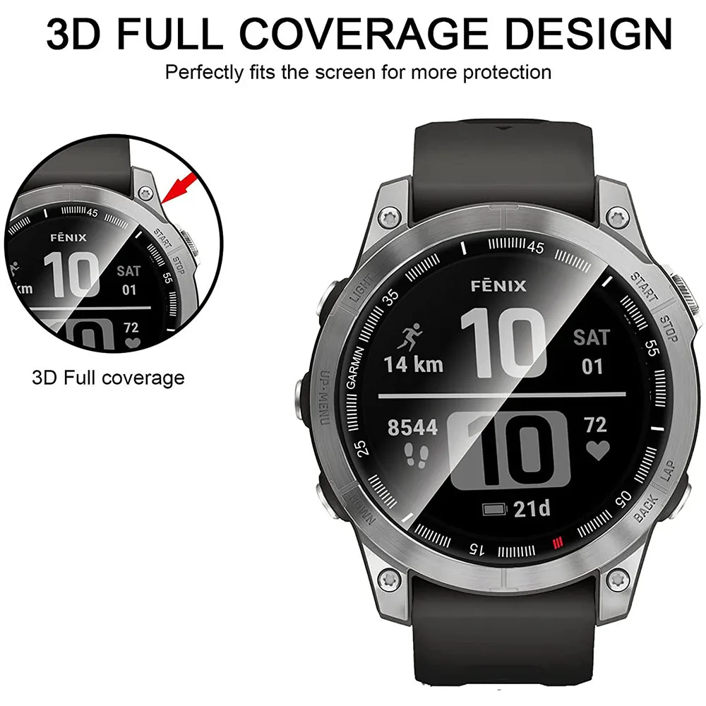 Protective Film Cover for Garmin Fenix 7S 7 7X Protection 3D Curved Soft Watch Full Display Screen Protector Cover Accessorises