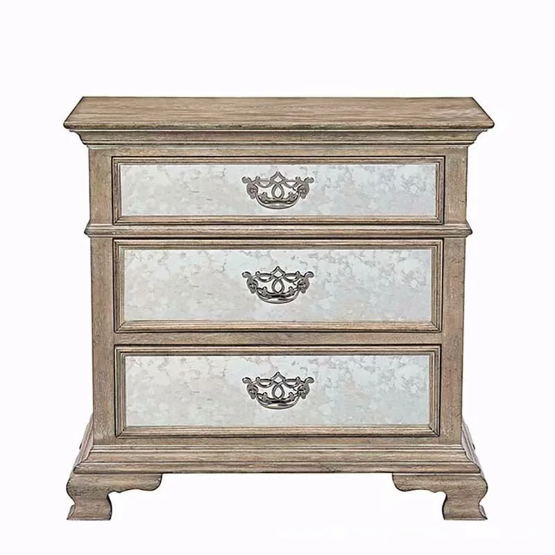 

Solid wood bedside table French oak retro mirror bedside table