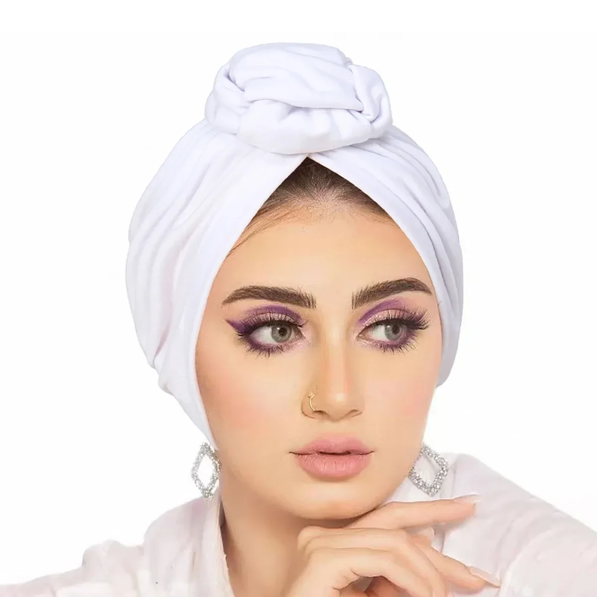 

Indian Knot Turban Female Bandana Headbands Chemo Cap Muslim Women Hijab Hat Islamic Ladies Head Wraps Headscarf Bonnet Beanies