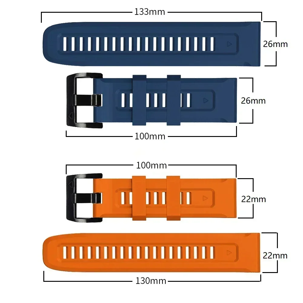 26MM 22MM Soft Silicone Watch Band Straps For Garmin Fenix 6X 6 Pro 7X 7 Easyfit Wristband Fenix 5 5X Plus Smartwatch Bracelet