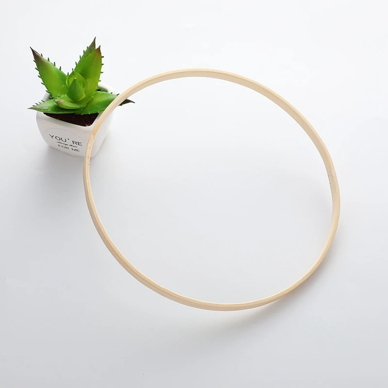 2 Pcs Dream Bamboo Rings,Wooden Circle Round Catcher DIY Hoop For Flower Wreath House Garden Plant Decor, 10Cm & 20.5Cm