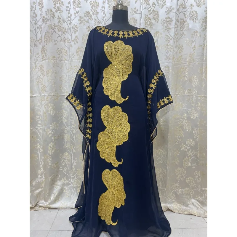 

Royal Collection Navy Blue Moroccan Dubai Kaftan Abaya Party Fancy Dress