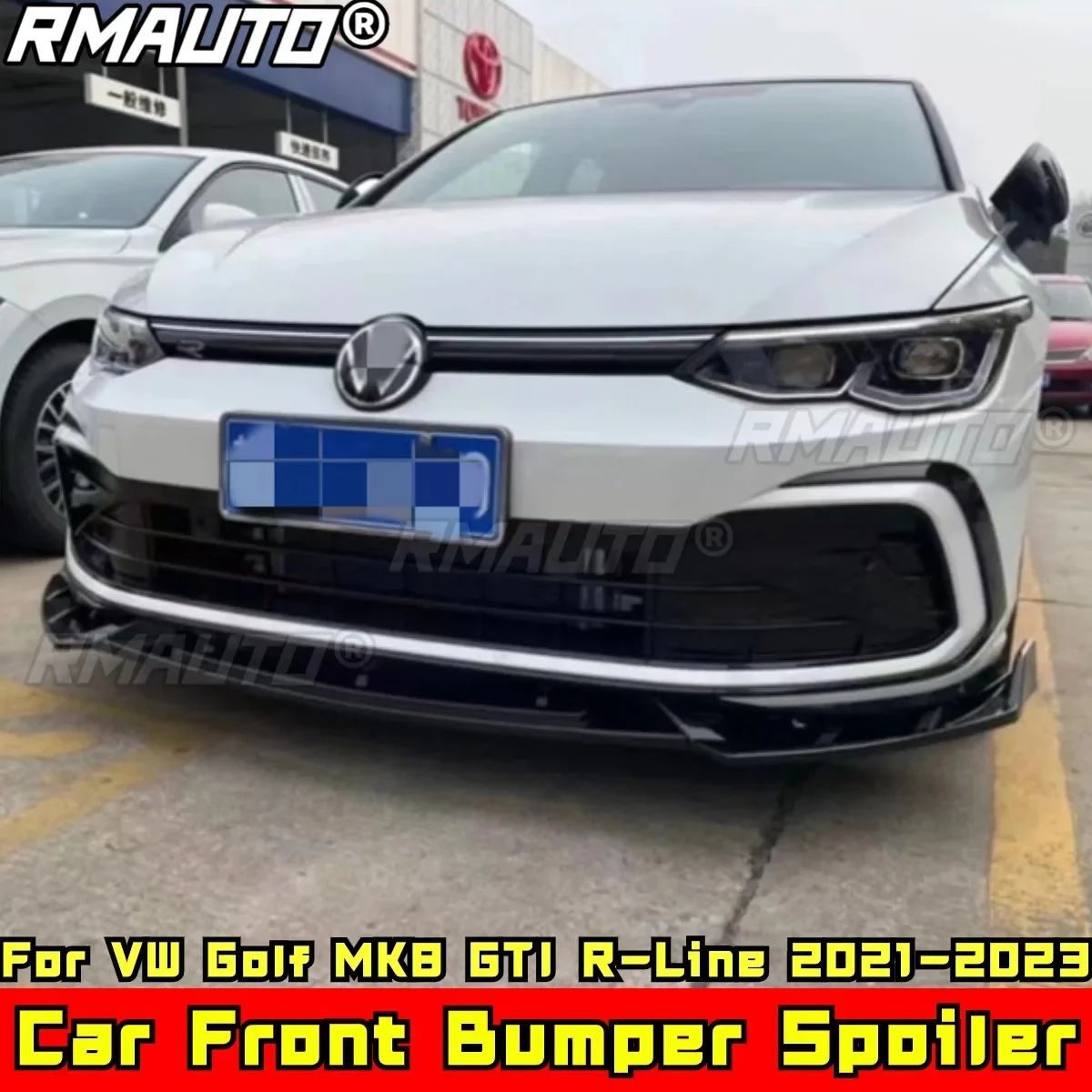 

For Golf MK8 GTI R-Line Body Kit Bumper Lip Carbon Fiber Look Bumper Guard for VW Golf MK8 GTI R-Line 2021-2023 Car Accessories