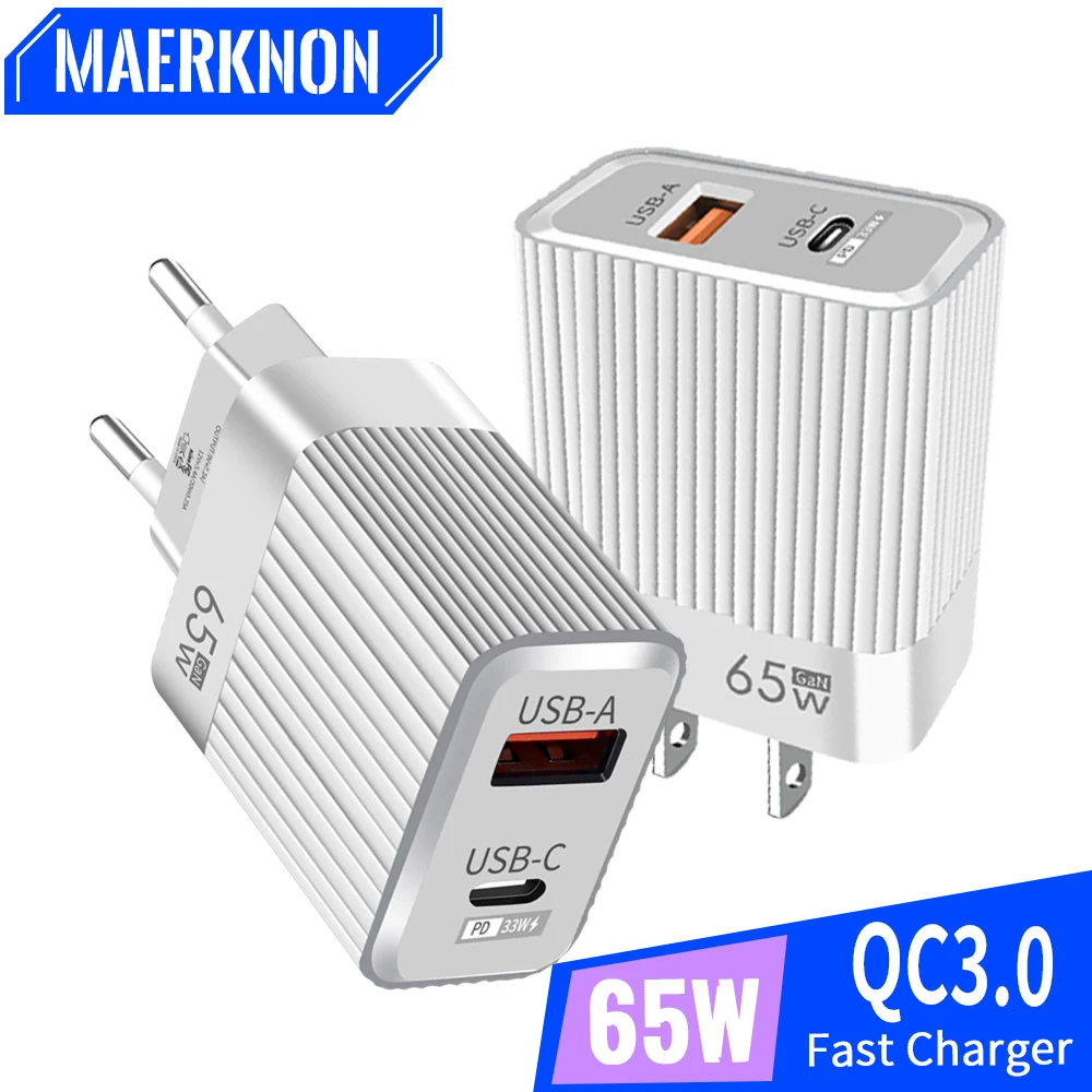 

PD 65W GaN USB C Charger Fast Charging Type C Phone Charger For Iphone 12 13 14 Xiaomi 13 14 Samsung Huawei Portable charger