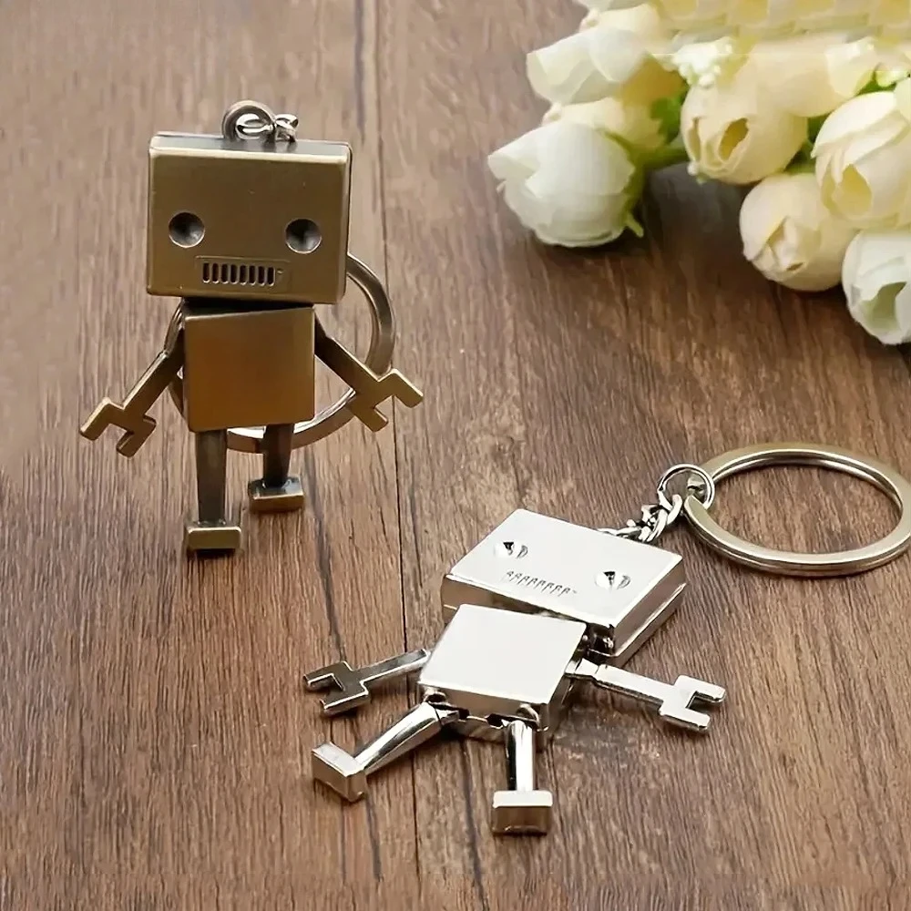 Exquisite 3D Creative Movable Joint Mini Robot Keychain, Punk Style Robot Pendant Metal Waist Hanging Keychain Backpack Buckle
