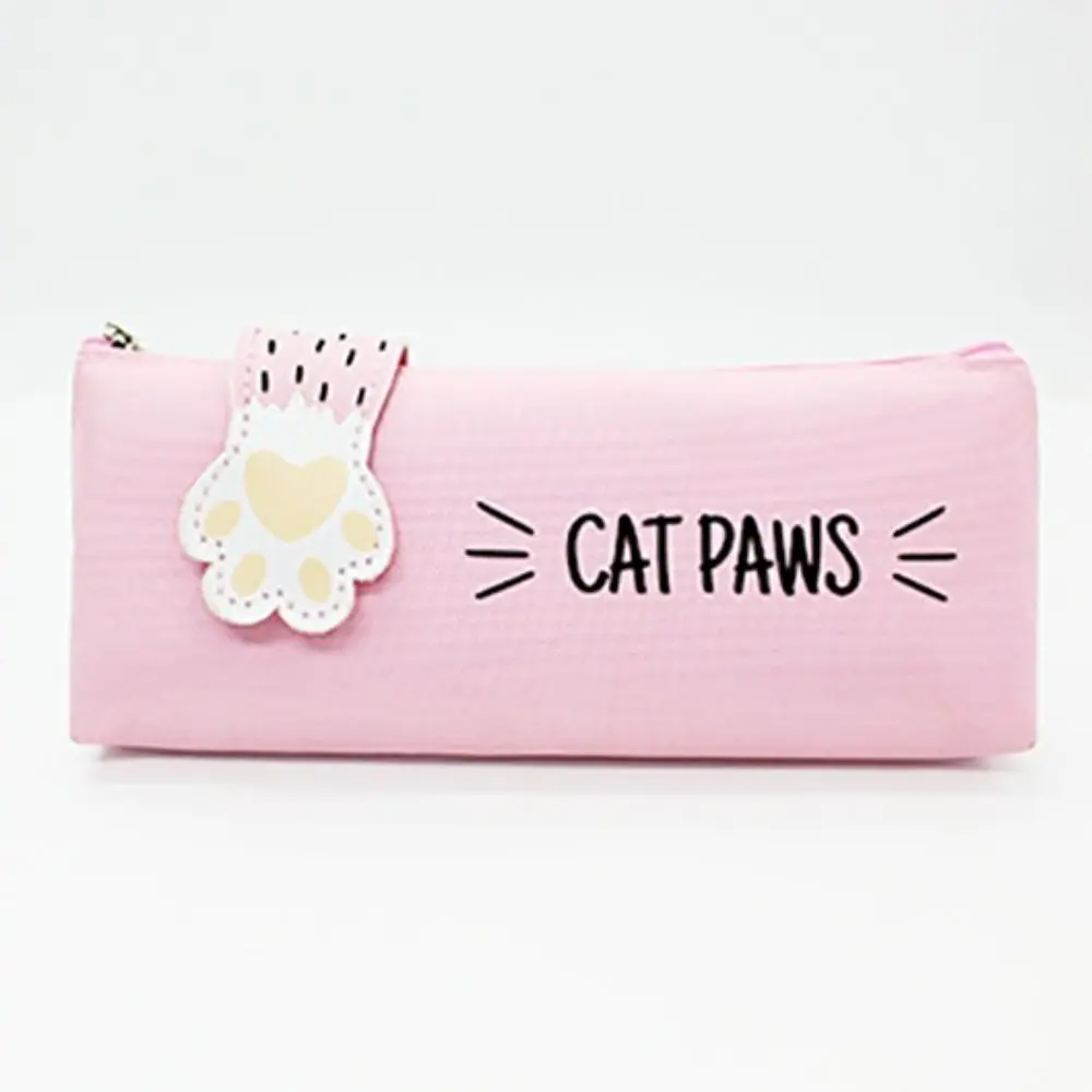 مقلمة كرتونية على شكل مخلب قطة بسحاب خفيفة الوزن حقيبة تخزين قرطاسية ذات سعة كبيرة من النايلون وحقيبة أقلام رصاص من البولي يوريثان للطلاب