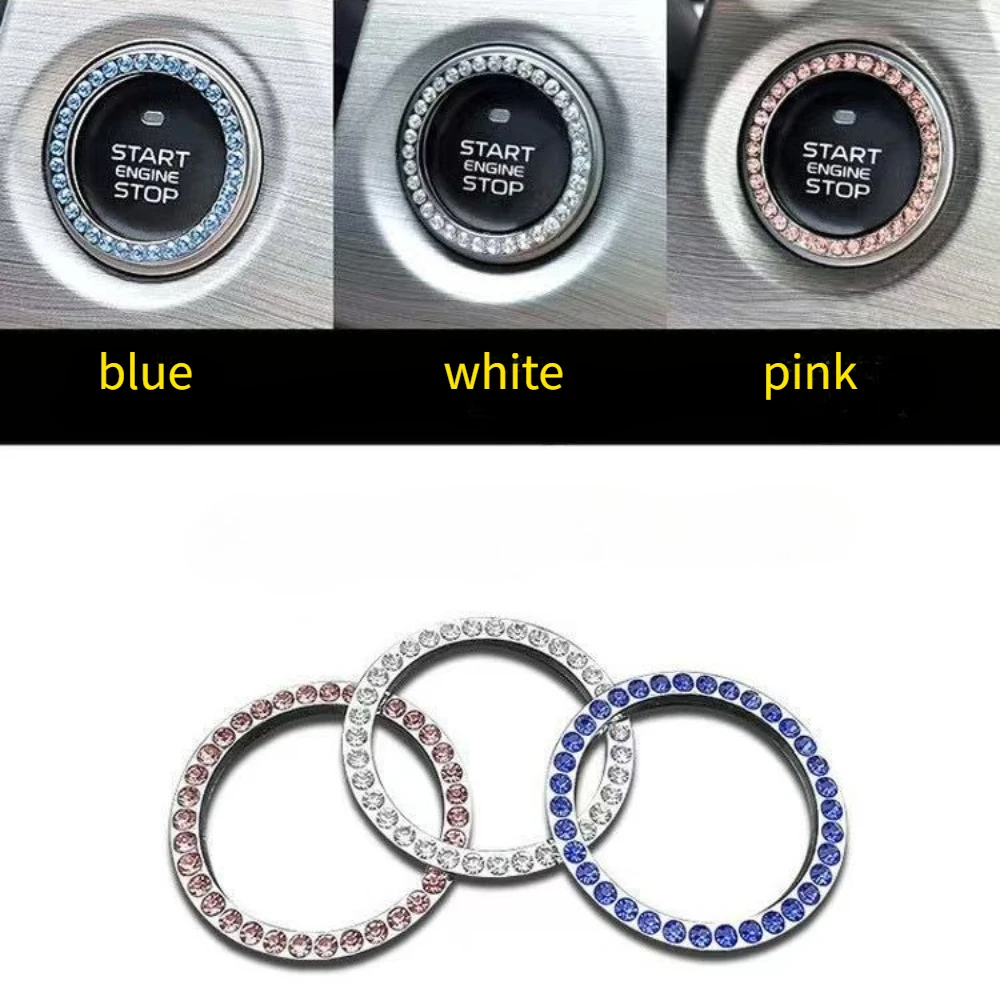 1pcs car interior one-button start ring VIP start ring with diamond ring one-button start decorative ring.
