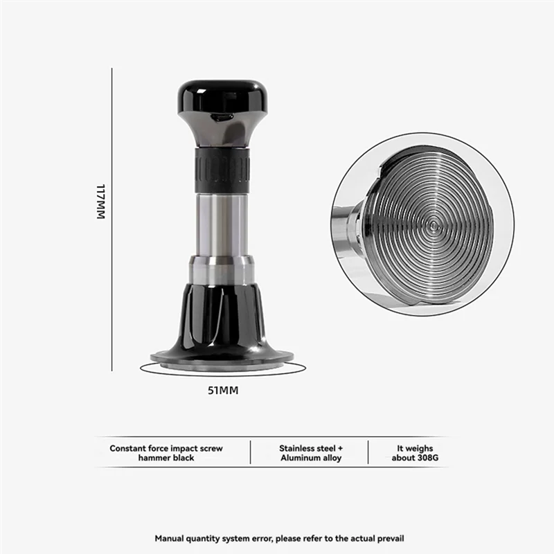 BMBY-Espresso Tamper Constant Force Impact Powder Press Thread Coffee Distributor Leveler Tool Coffee Hand Press Tool 53MM