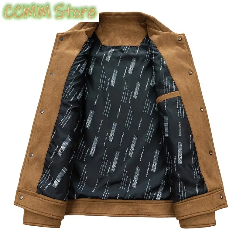 Suede Jacket Men Fashion Autumn Winter Cargo Jackets Casual High Street Wear Man Outwear Men's Coats Clothing Top