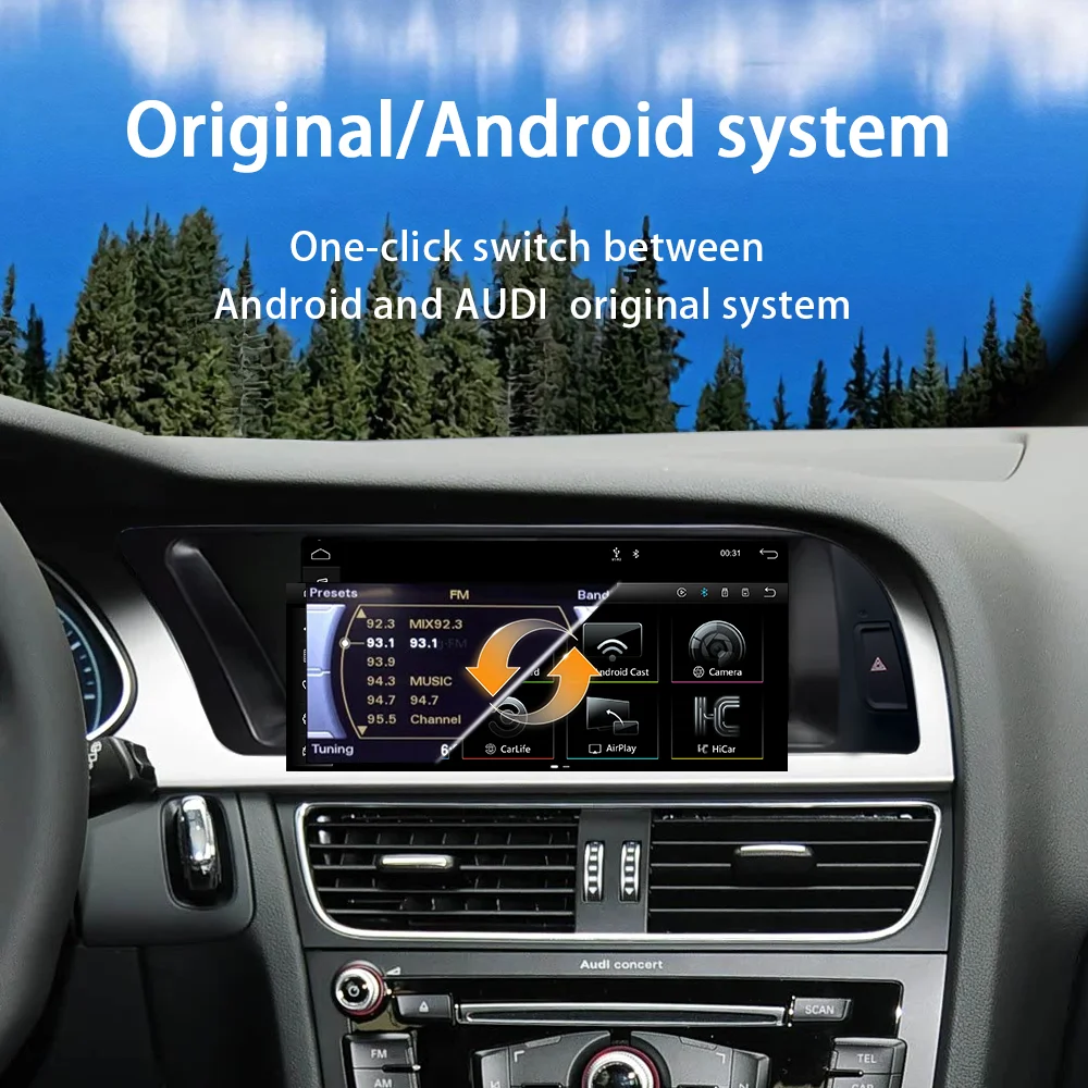 new 8.8”Touch Screen Multimedia Player Andriod Auto Link For Audi A4 S4 B8 2009-2015 GPS BT Carplay Display Car Play car radio view 2