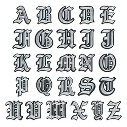 Gothic Letters Embroidery Iron on Patches Font Color Optional Golden Alphabet Appliques DIY Name Patch for Fashion Clothing Deco