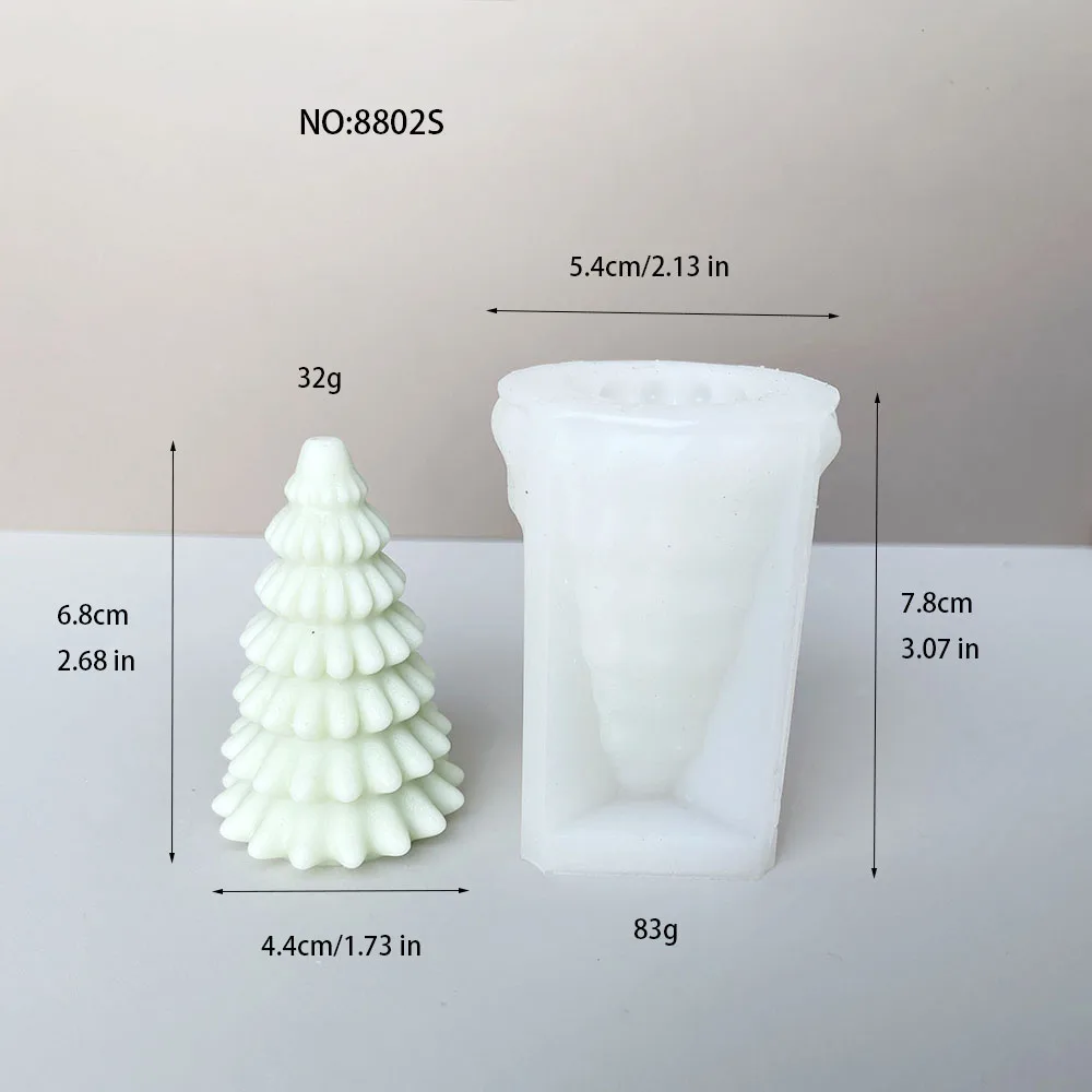 Small  Christmas 3D Christmas Tree Candle Silicone Mold Aromatherapy Gypsum Dropping Christmas Series Mold