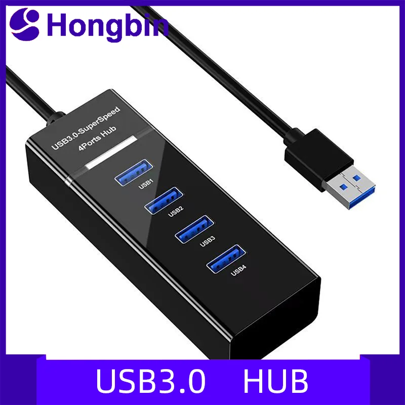 USB Hub 4 Port USB Hub Extender 2.0 3.0 Fast Speed Splitter Adapter Power 4 In 1 Docking Station USB Cable Computer PC