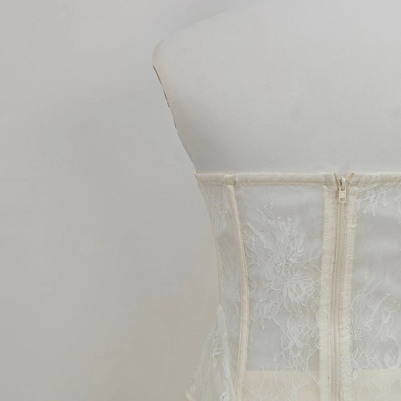 KBQ Elegante Tweedelige Sets voor Vrouwen Strapless Backlesss Tops Hoge Taille Irreguar Zoom Rokken Chique Set Vrouwelijke Mode Stijl Nieuw