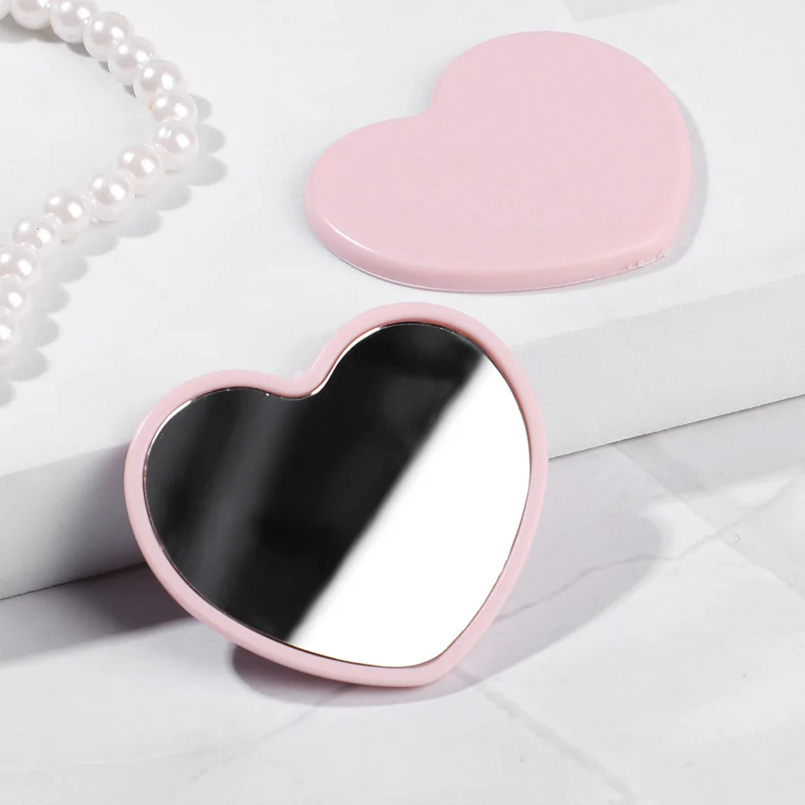 10/20pcs Pink Heart Shaped Compact Mirror Portable Mini Pocket Makeup Mirror Cute Hand Mirror Girls Gift Wedding Daily Use