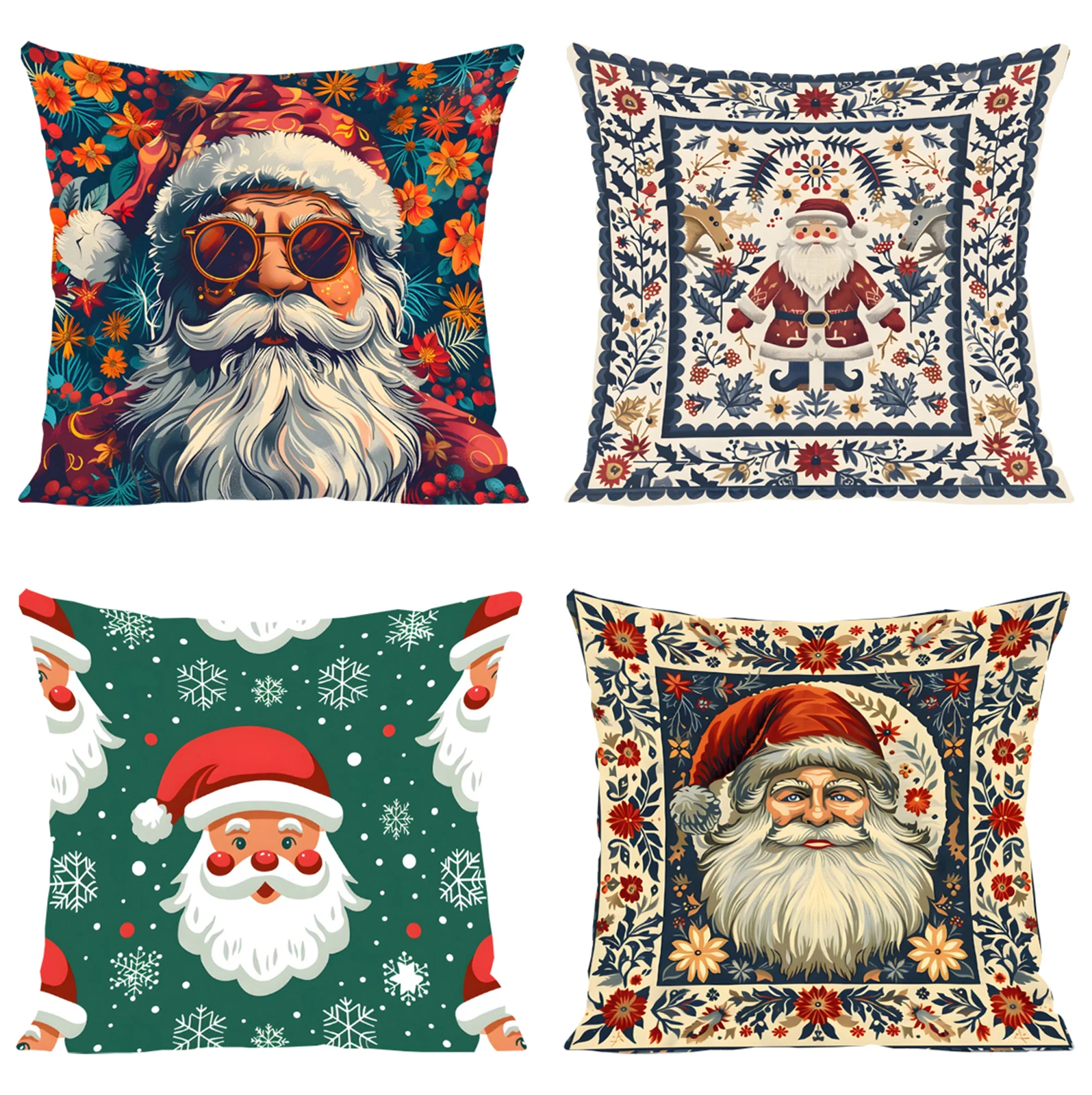 

45X45 Joyful Santa Claus Pillowcase Christmas Decorative Cushion Cover Double sided Printed Bed Pillowcase 50x50