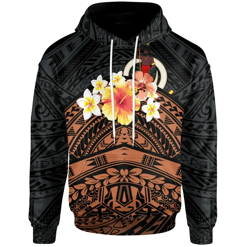 3D Epi Seal Of Vanuatu Polynesian Patterns Print Hoodies For Men Coat Arms Graphic Hooded Sweatshirts Clothes Hoodie