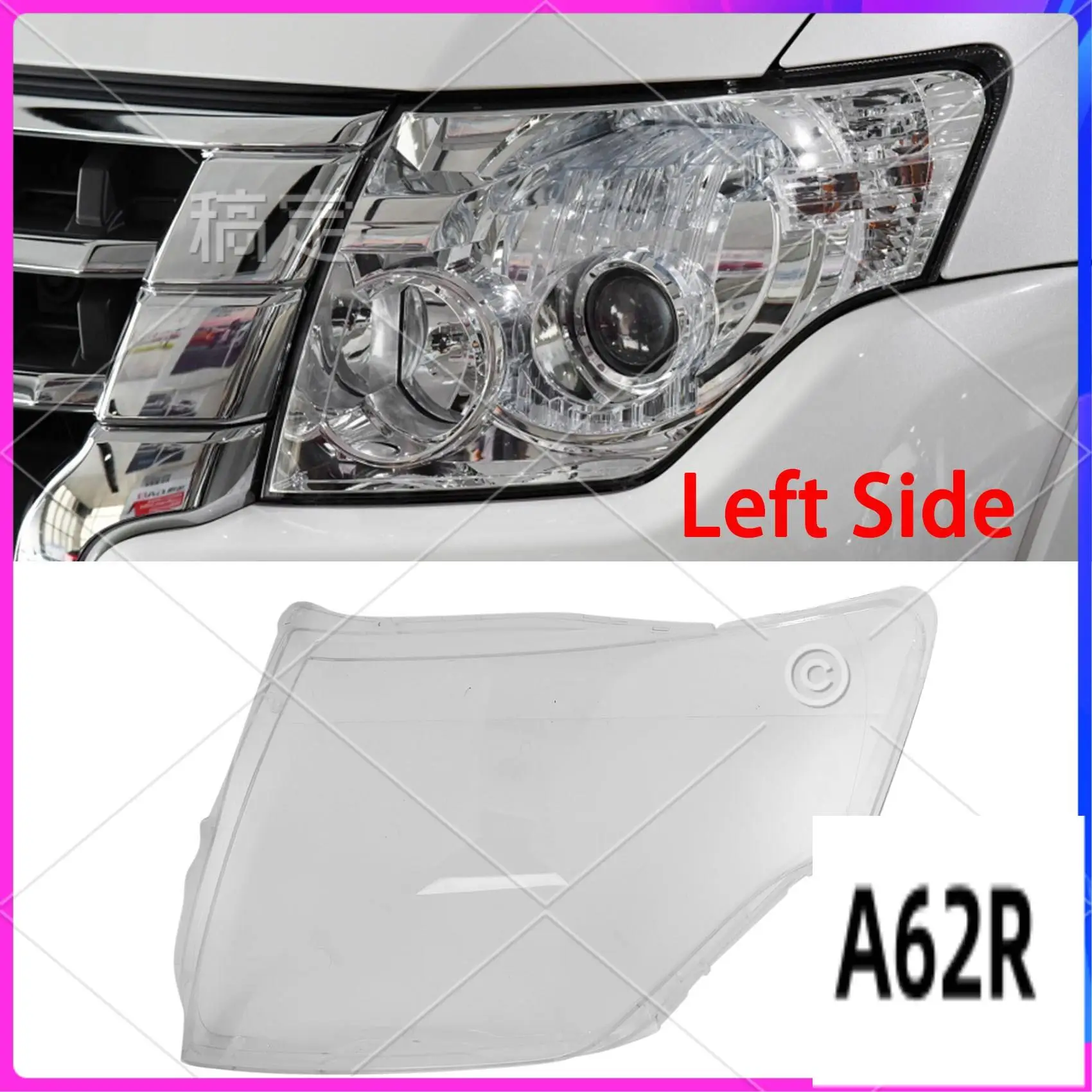 

R2-For 2007-2020 Mitsubishi Pajero V87 V93 Car Headlight Cover Head Light Lamp Transparent Lampshade Shell Lens Glass