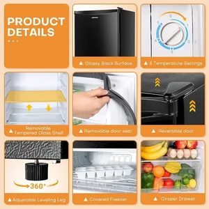 Upstreman 3,2 Cu.Kulkas Mini Ft dengan Freezer, Pintu Tunggal, Termostat yang Dapat Disesuaikan, Lemari Es untuk Asrama, Kantor, Kamar Tidur 8 kulkas dengan penjualan terbaik dengan freezer - №