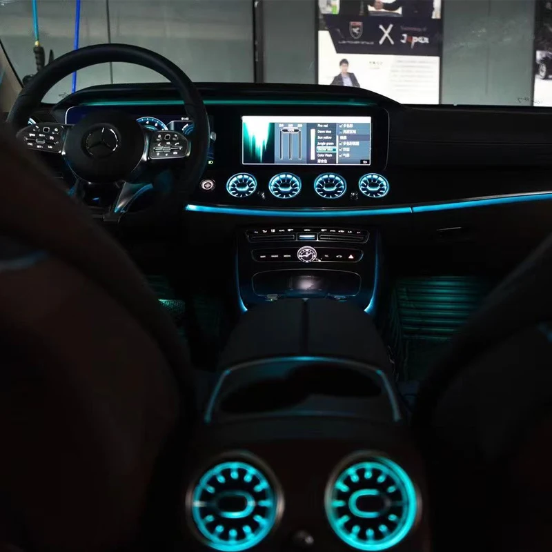 

Для Mercedes E-Class W213: Новые турбо-воздуховоды с 64-цветной подсветкой, атмосферная подсветка, передние и задние автомобильные световые аксессуары