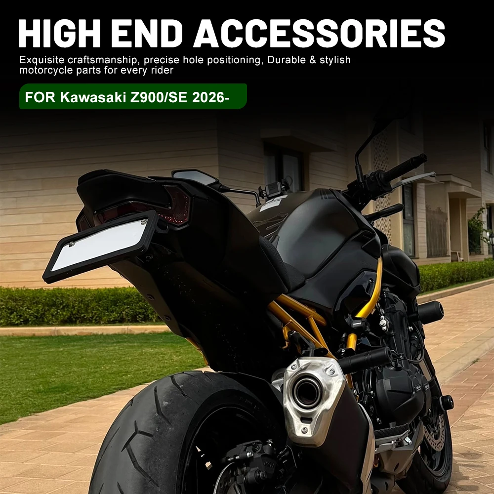 License Plate Bracket For Kawasaki Z900/SE 2026 Motorcycles Foldable Tail Tidy License Plate Holder Turn Signal Lights