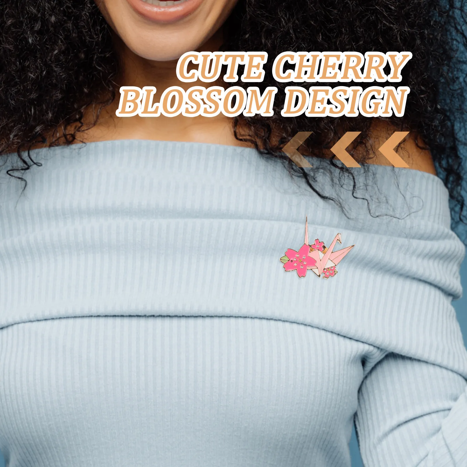 6Pcs Origami Crane Brooch Cherry Blossom Enamel Floral Alloy Pin Women Cardigan Sweater Bag Clothing Decorative Brooch