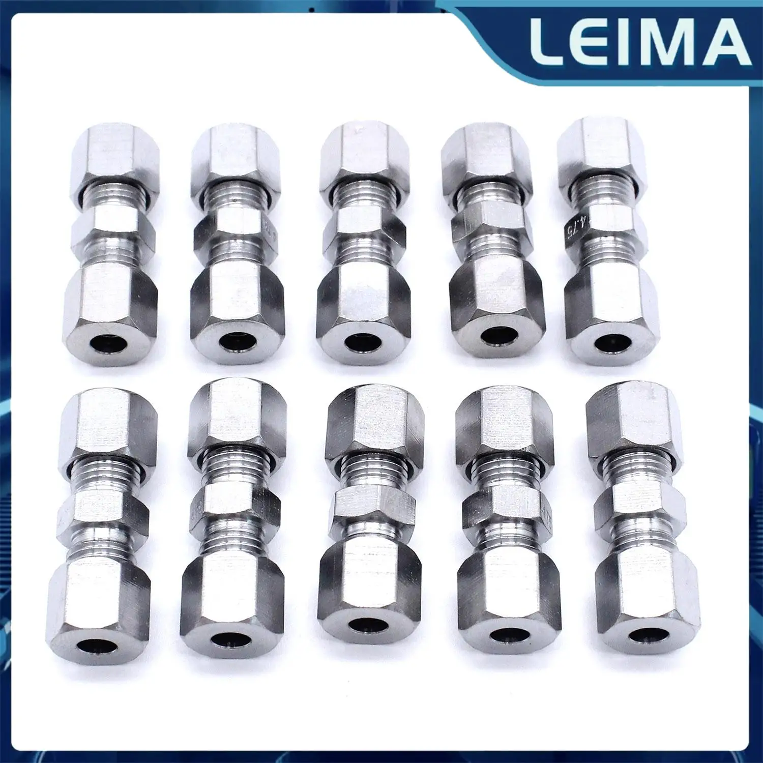 10pcs Universal Brake Line Union Fittings Straight Reducer Compression Kit Connector 3/16