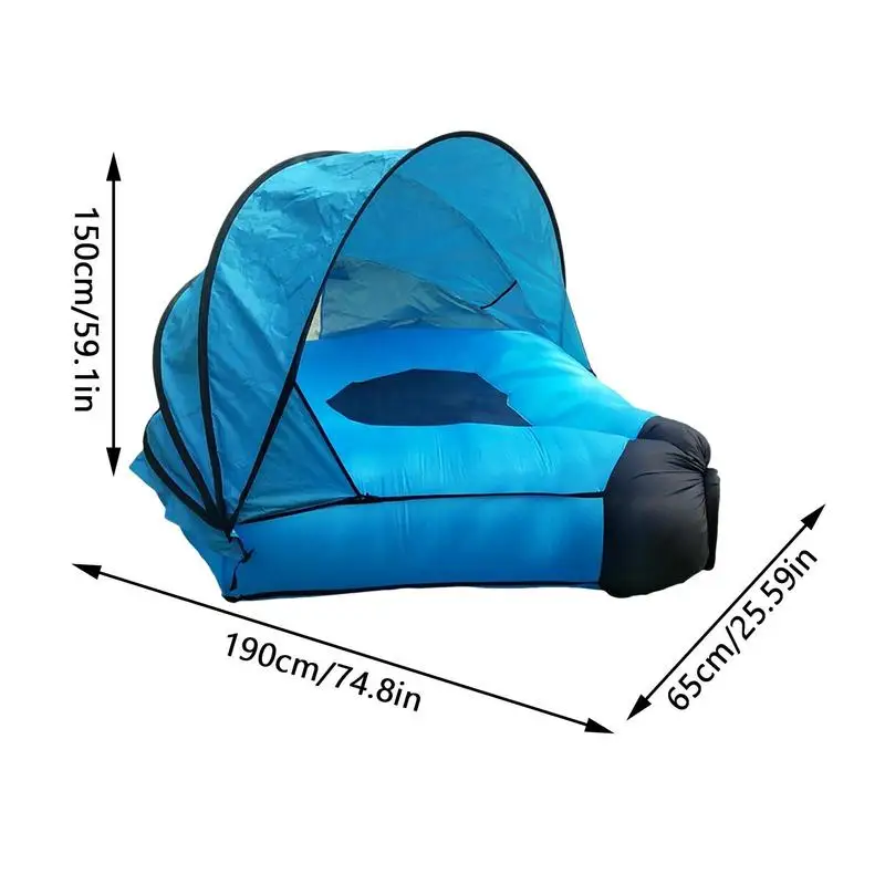 Inflatable Sofa Air Recliner Sofa With Tent Windproof Air Pump Free Lounger UV-Resistant Fishing Camping Outdoor Party Picnic