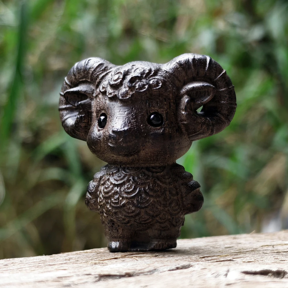 Hand-Carved Wooden Sheep Figurine Ornament, Simple Style, Suitable for Creative Desktop Decorations, Office, Fireplace, Home Decor, New Year Gifts, Birthday Gifts, Men's Gifts, Back-To-School Season Gifts