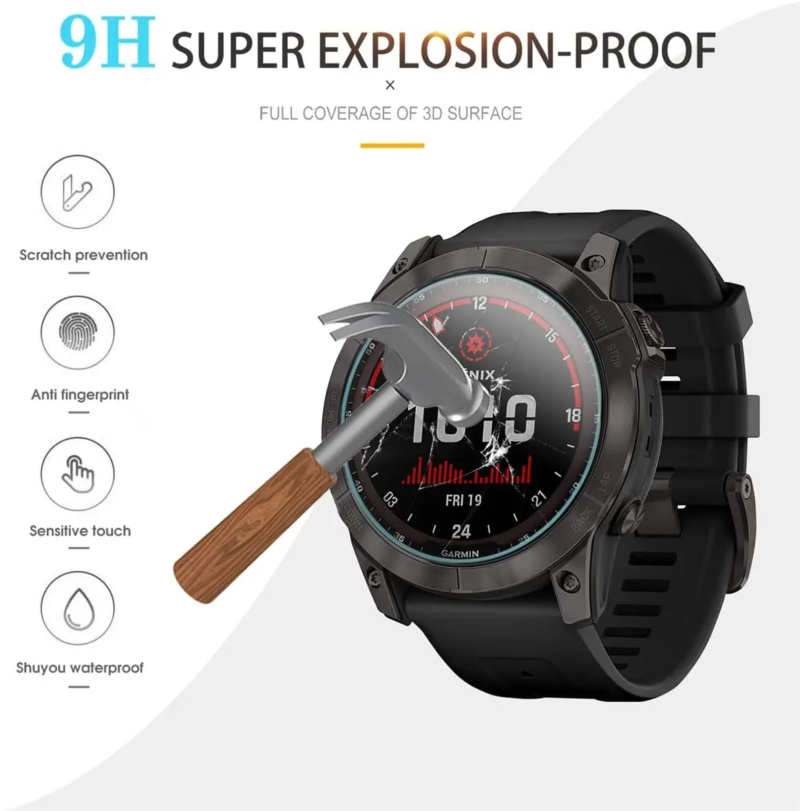 9H Premium Tempered Glass For Garmin Fenix 7 7X 7S 6 6X 6S Pro 5 5s Smart Watch Clear HD Screen Protector Film Accessoriess