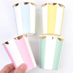 8pcs/set Pastel Disposable Cup Pastel Paper Cups Tableware Blue Pink Birthday Party Supplies Baby Shower Baptism Gender Reveal