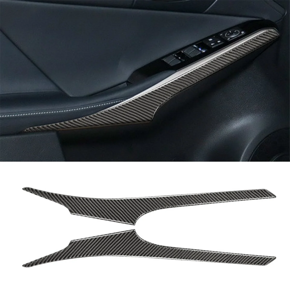 For Lexus IS250 IS200T IS300 IS350 2013-2019 Carbon Fiber Car Door Armrest Panel Cover Decal Trim Accessories