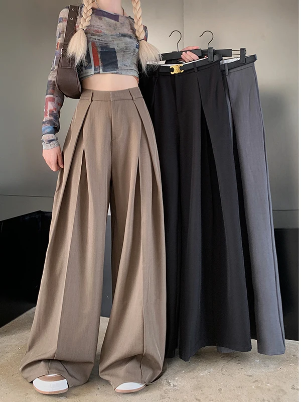 

Fashionable Casual Wide Leg Pants for plus Size Women Draping Suit Pants Slimming Trousers Long Drapey Pants Breathable Ladies