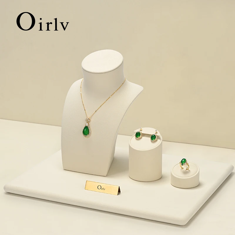 

Oirlv Бежевые высококачественные подставки для ювелирных изделий для колец, серег, ожерелий, браслетов - реквизит для витрины премиум-класса