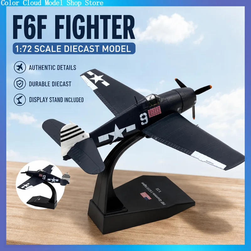 nsモデル-1-72-アメリカ軍-第二次世界大戦-f6f-ヘルキャット-航空母艦搭載戦闘機-高度な再現度を誇るダイキャスト製金属製飛行機、完成品、合金製軍用航空機