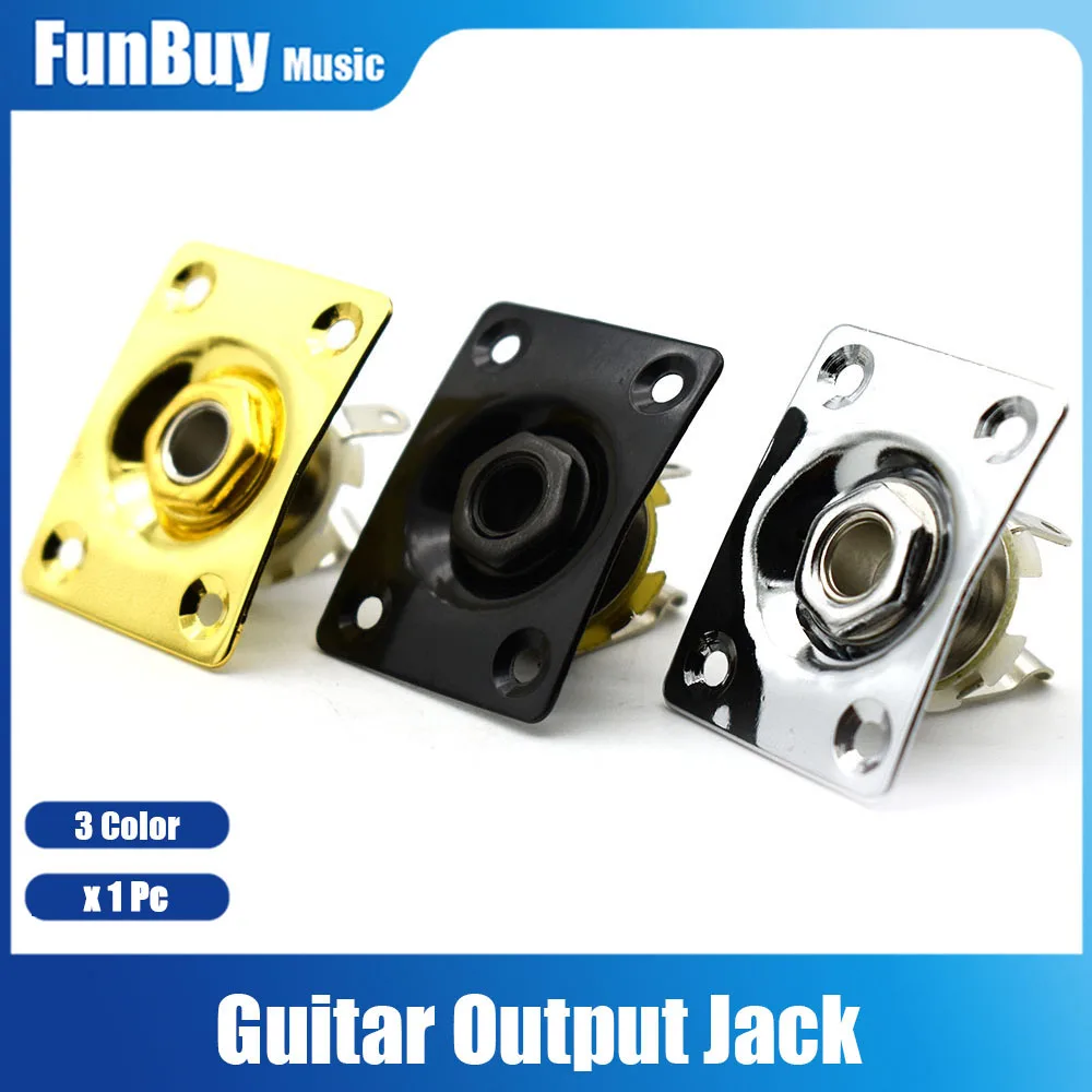 1Pc Rectangle Guitar Bass Output Jack Plate w/ Socket Screws for Electric Gb Ep Guitar